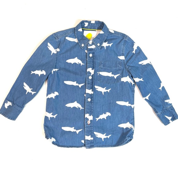 Mini Boden Other - Mini Boden Sharks Button Down Long Sleeve Shirt Size 5-6 Years Old